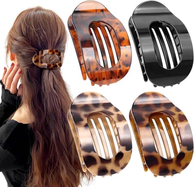 Haarklem - Haarclip - Haarspelden Dames - Haarspeldjes Meisje - Grote haarklemmen voor dames - 4 Stuks - Groot, platte haarspelden voor dames, licht, antislip en stijlvol - Perfecte Franse platte klem voor dik of dun haar, dagelijks gebruik, sport