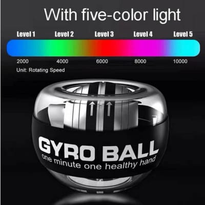 Ballon gyroscopique à démarrage automatique, auto-lumineux, pour les mains, les poignets, les avant-bras, les exercices d'articulation et les muscles avec lumières LED