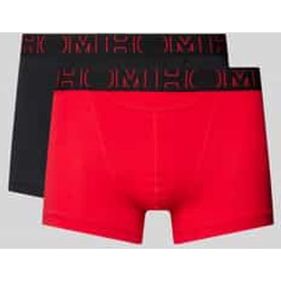HOM Boxerlines #2 boxer briefs HO1 (2-pack) - heren boxer kort met horizontale gulp - rood - zwart