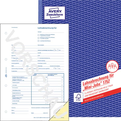 Avery Formulierenboek 'Loonspecificatie', A4