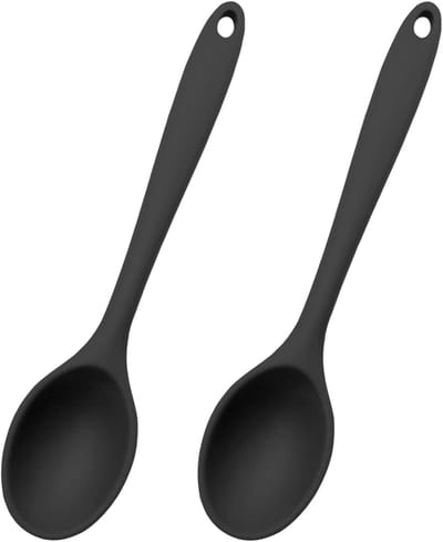 2 stuks - Lepel - Kooklepel - Siliconen lepel - Roerlepel - Antiaanbaklaag - Hittebestendig - Serveerlepel - Sauslepel - Serveerlepel - Keukenhulpmiddel - Vaatwasserbestendig - Zwart