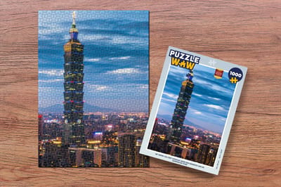 Puzzel De Taipei 101 met uitzicht over een gedeelte van de Aziatische stad - Legpuzzel - Puzzel 1000 stukjes volwassenen