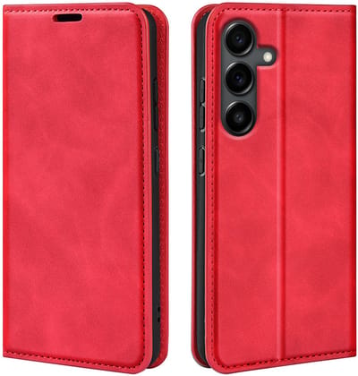 MobyDefend Hoesje - Geschikt voor Samsung Galaxy S25 FE - Luxe Wallet Bookcase (Magnetische Sluiting) - Rood
