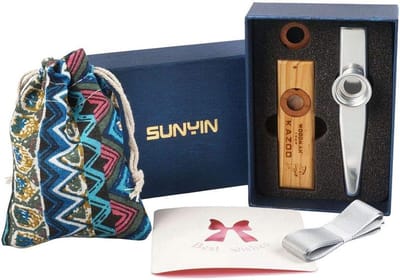 Houten en Metalen Kazoo Geschenkset met Instrumenten en Cadeaubox