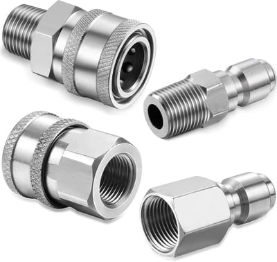 4 x Hoge Druk Slangverbindingen voor Hogedrukreinigers, Snelle Koppeling 1/4 Inch Accessoires voor Effectieve Reiniging