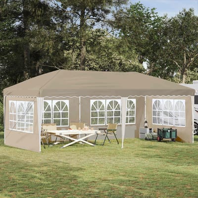 vidaXL - Pop-up - Feesttent - 575 - x - 289 - x - 245 - cm - Crèmekleurig