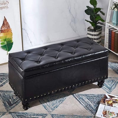 Opbergkruk Bankje - Voetenbank Kruk - Schoenen Wisselen - Onvervormbare Zitting - L80xH45xW40cm - Grijs