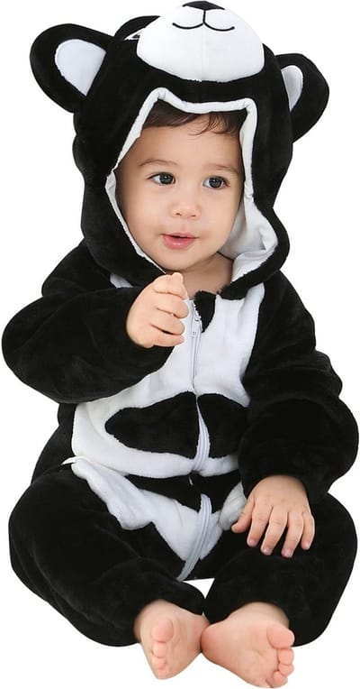JAXY Baby Onesie - Baby Rompertjes - Baby Pyjama - Baby Pakje - Baby Verkleedkleding - Baby Kostuum - Baby Winterpak - Baby Romper - Baby Skipak - Baby Carnavalskleding - EU 74/80 (label 90) - Hond Zwart