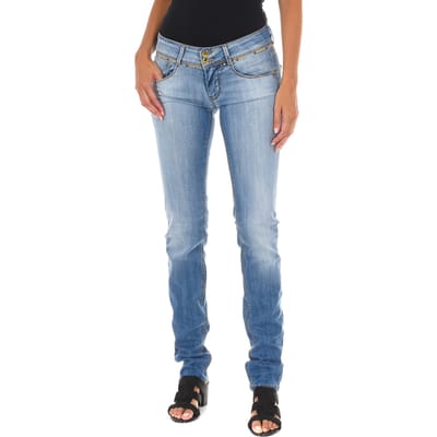 Lange jeansbroek met smal gesneden zomen 10DB50159 vrouw