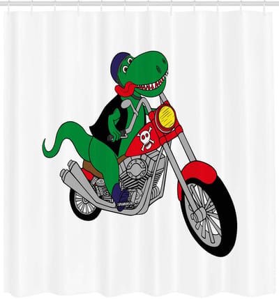 ABAKUHAUS Dinosauriërs Douchegordijn – Meerkleurig Groen – 175x180 cm