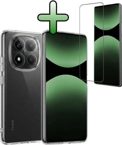 Hoesje Met Screenprotector - Geschikt voor Xiaomi Redmi Note 14 Pro - Sterk & Shockproof - Back Cover - Siliconen Case - Telefoon Hoes - Transparant