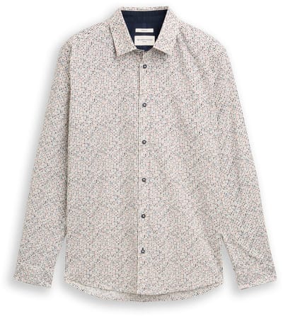 Tom Tailor - Getailleerd overhemd met patroon - Maat XXL - white abstract design