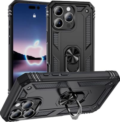 Cityhoesje – Armor Kickstand – Ring BackCover – iPhone 16 Pro – Zwart