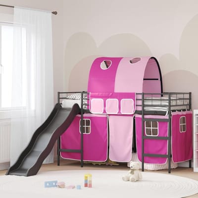 Verhoogd Bedframe - Kinderbed met Glijbaan - Spelen en Slapen - Robuust Metalen Frame