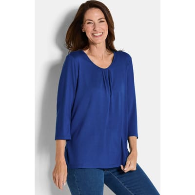 Elegant shirt van viscose-jersey - koningsblauw - Gr. 19 van Goldner Fashion
