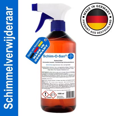 K&R Ventures® Schim-O-San Schimmelreiniger – 1000ml Spuitfles – Anti Schimmelspray voor Badkamer, Wanden, Tegels & Gevels – Verwijdert Schimmel, Algen & Groene Aanslag