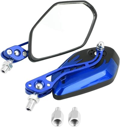 Universele Achteruitkijkspiegels voor Motorfietsen, 1 Paar 8mm 10mm Aluminium met Vlampatroon, Motoraccessoires in Blauw