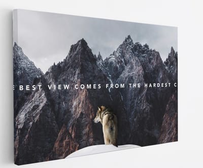 Saammp Canvas Schilderij - Best view from the hardest climb - Quote - Motivatie - 45x30 - Foto op canvas - Wanddecoratie - Muurdecoratie Woonkamer - Slaapkamer decoratie - Canvas Print