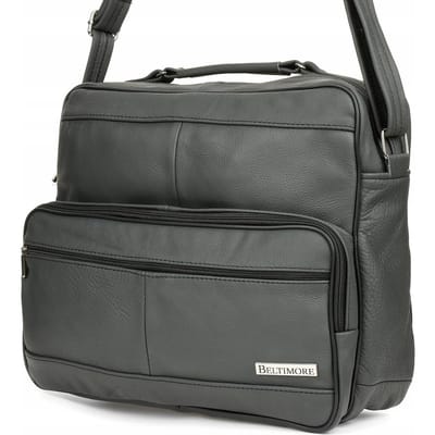 Grote Leren Herentas Werk School A4 Elegant Premium Beltimore Grijs