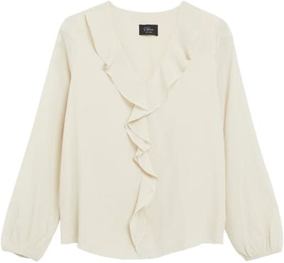 regular fit blouse met lange mouwen in crêpe-look