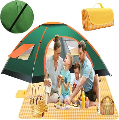 Pop-up Campingtent voor 2-4 Personen - Gemakkelijk Op Te Zetten en Draagbaar voor Buitenavonturen