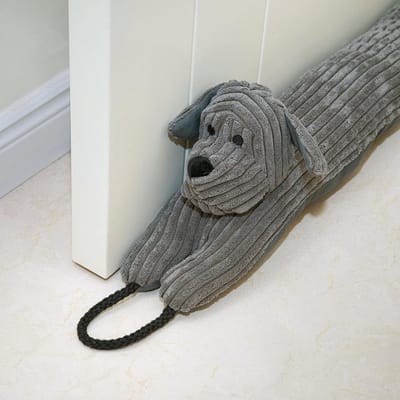Decoratieve Windstopper 122cm - Tochtstopper voor Deur & Raam - Geluidsblokker - Grijze Hond 48 inch