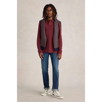 White Stuff Ls Utility Polo Dark Plum Maat: M | Longsleeves Outlet | Heren | Paars