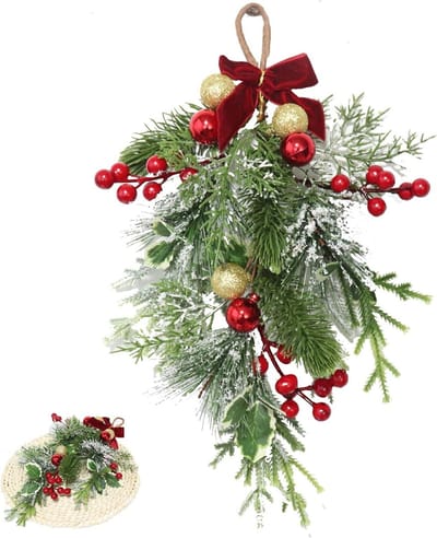 Kunstkersttakken met rode dennenappels - Realistisch - Voor sfeervolle DIY-decoraties - ShopVlot