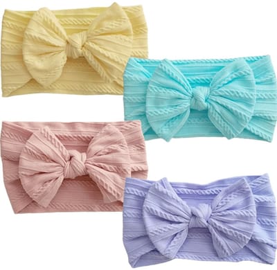 Dailygoods- Babyhoofdbanden 4 Stuks - Elastische Hoofdbanden - Handgeweven - Geschikt voor Meisjes/Jongens - Ademend Weefsel - Comfortabele Pasvorm - Haarbanden