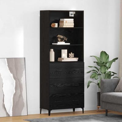 vidaXL - Highboard - Zwart - Eiken - 69,5 - x - 34 - x - 180 - cm - Bewerkt - hout