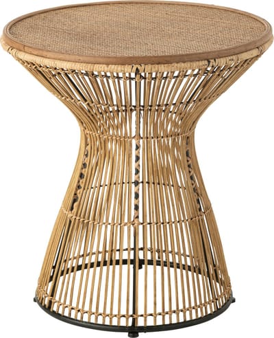 J-Line bijzettafel Rond Groeven - rotan - naturel