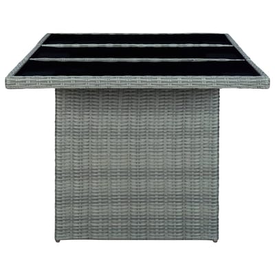 vidaXL - Tuintafel - poly - rattan - en - gehard - glas - lichtgrijs