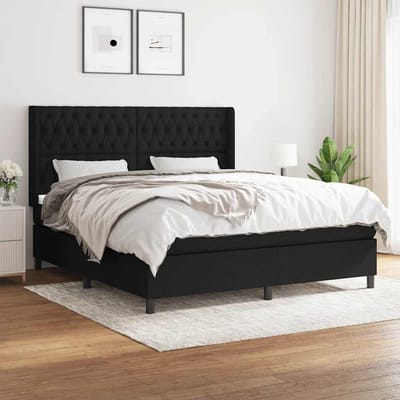 vidaXL - Boxspring - met - matras - stof - zwart - 180x200 - cm