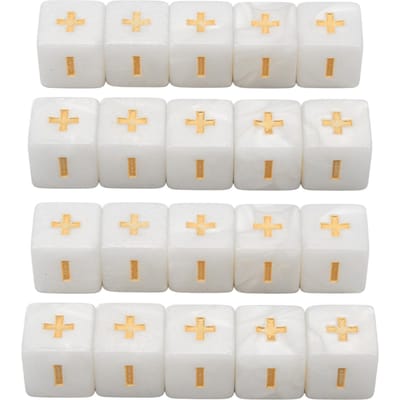 20 Dés Mathématiques Signes Plus Moins 16mm Ensemble de Dés Opération Mathématique Calcul pour l'Éducation des Tout-Petits Blanc