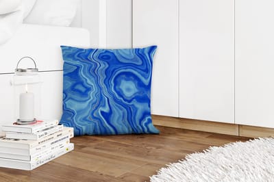 Sierkussens - Kussentjes Woonkamer - 40x40 cm - Blauw - Agaat geode - Stenen - Marmer