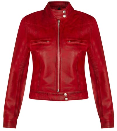 Dames effen leren motorbikerjack-Braga