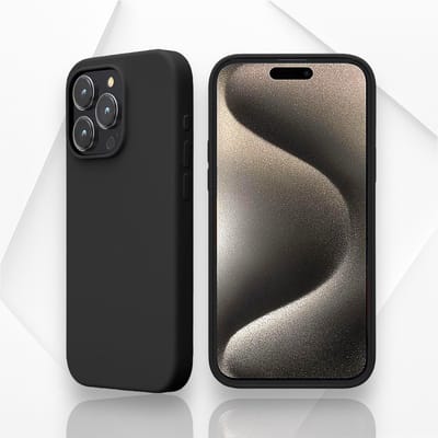 AziLine Zwarte Silicone Case Geschikt voor iPhone 15 Pro - AziLine Zwarte Bescherming Hoesje - Premium Zwarte Backcover geschikt voor iPhone 15 Pro