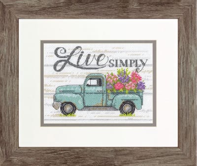 Borduurpakket DIMENSIONS FLOWER TRUCK - 18 x 13 cm -telpatroon