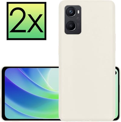 Hoesje - 2 Stuks - Geschikt voor OPPO A76 - Sterk & Shockproof - Case Siliconen - Back Cover - Telefoon Hoes - Wit