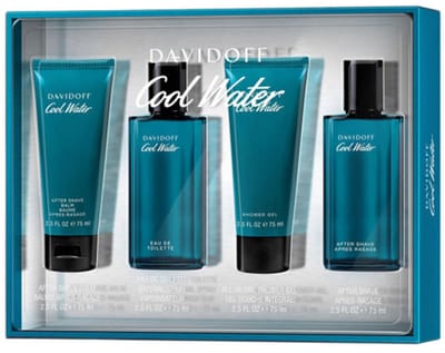 Davidoff Cool Water Men Gift Set Includes Edt Spray 75ml After Shave Balm 75ml Shower Gel 75ml And After Shave 75ml