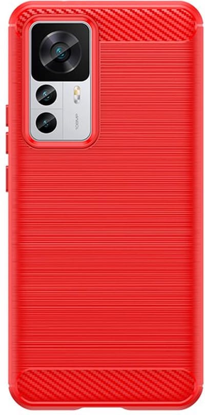 MobyDefend Hoesje - Geschikt voor Xiaomi 12T / 12T Pro - TPU Backcover - Geborstelde Metaal & Carbon-Look - Rood