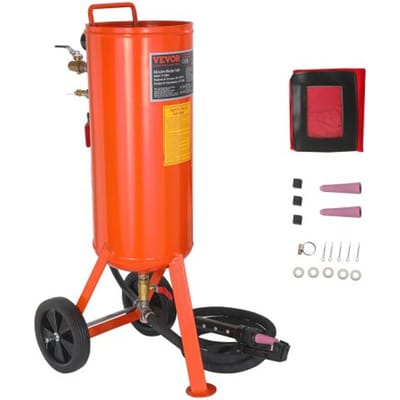 VEVOR Mobiele Zandstraalmachine 37 L Zandstraalsysteem 2,3 m Werkslang Zandstraalmachine 60–110 PSI Werkdruk Ideaal voor het verwijderen van roest, verf, vlekken en het polijsten van grote oppervlakken