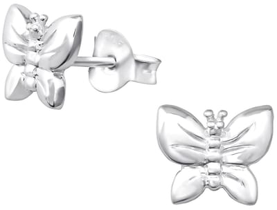 Joy|S - Zilveren vlinder oorbellen - 9 x 8 mm - zilver - oorknoppen