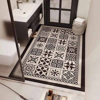 Badkamer Antislip Vloermat Groot Bad Absorberend Tapijt Sneldrogend Diatomeeënaarde Matten Zwart Retro Patroon Huisdecoratie Kleed 45x75cm