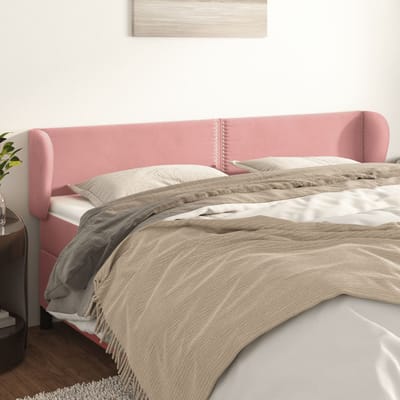 vidaXL Hoofdbord met randen 203x23x78/88 cm fluweel roze