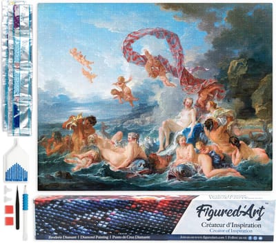 Figured'Art Diamond Painting set Volwassenen 40x50 cm De Triomf van Venus - François Boucher - 5D DIY Art full drill vierkante diamant - Opgerold canvas