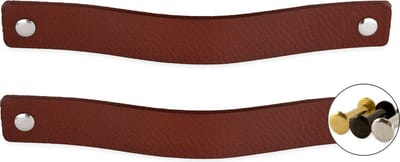 Leren handgrepen - Cognac - 2 stuks - 20,0 x 2,5 cm - incl. 3 kleuren schroeven - handgrepen kast leer - meubelgrepen - handvaten kast - leren lus