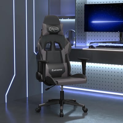 vidaXL - Massage - gamestoel - kunstleer - zwart - en - grijs