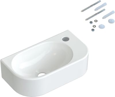 Wastafel Ovaal Vierkant - Handwastafel Gastentoilet - Ruimte Besparen - Ultradunne Rand - 40x215 cm - Wit
