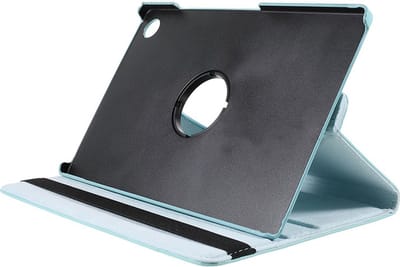 Hoes geschikt voor Samsung Galaxy Tab A9 - Arara draaibaar tablethoes & screenprotecotr gehard glas – Lichtblauw